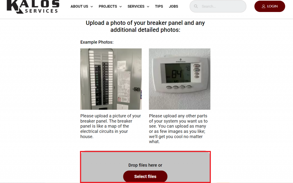 You may also upload images of your circuit breaker, thermostat, or other important components.