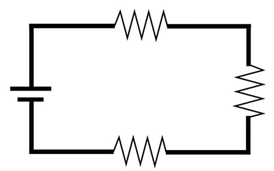 A series circuit has its loads placed one after the other in a line or ring.