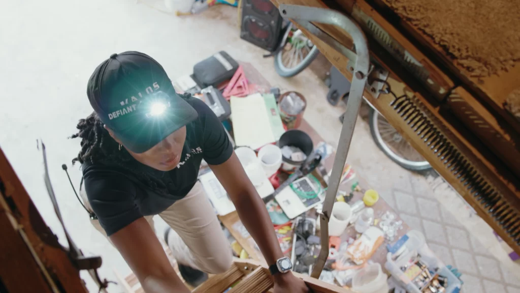 Tech working in attic