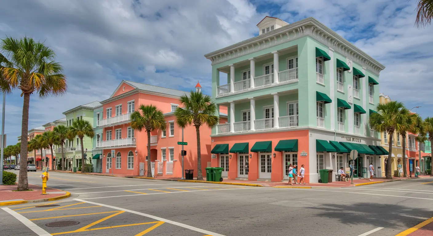 Colorful downtown street of Celebration, FL
