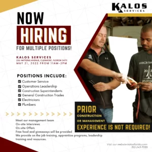 Visit the Kalos Services Job Fair on May 21 from 11 AM-2 PM!