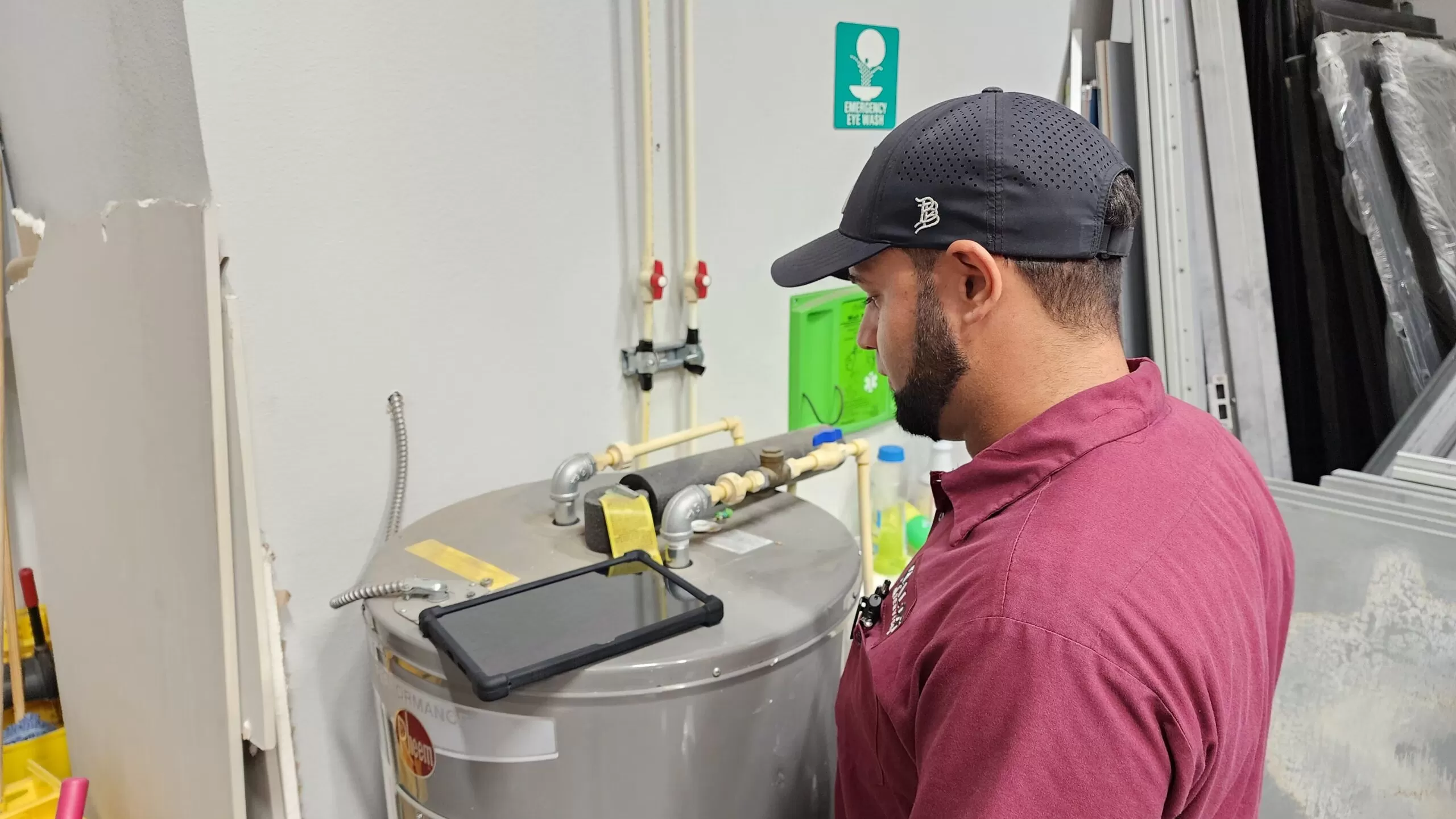 Kalos technician working on a commercial plumbing system