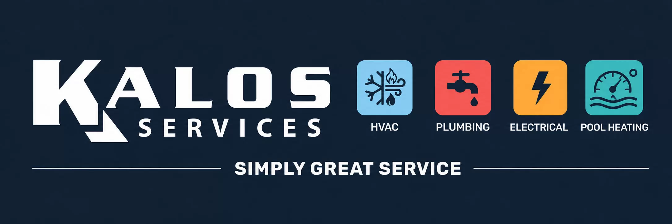 Icons showing HVAC, Plumbing, Electrical and Pool Heating